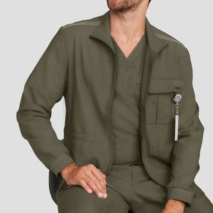 Chaqueta Médica Verde Oliva para Hombre con Cremallera Completa y Bolsillos Delanteros, Uniforme Hospitalario, Ropa de Trabajo, Prenda Exterior Médica - Product Image 4