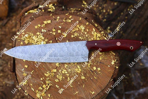 Couteau de Chef Professionnel en Acier Damas, Manche Intégral Léger, Manche en Padauk Rouge, Ambidextre, Écologique, Haute Dureté, Très Tranchant, Faible Coût - Product Image 3