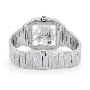 Reloj de Lujo para Hombre, Estilo Hip Hop, con Cristal de Moissanita, Acero Inoxidable, Cuadrado, de Cuarzo, 41 mm - Product Image 5