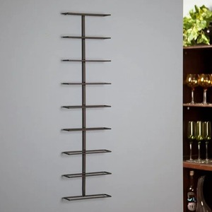 Support mural vertical moderne pour bouteilles de vin, gain de place, étagère à 10 niveaux, classique, fait main, résistant à la rouille, en fer noir - Product Image 1