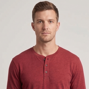 T-shirts gaufrés Henley à manches longues pour hommes, personnalisables, col rond, boutonnés, style streetwear d'été - Product Image 4