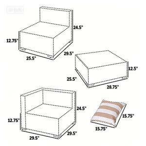 ชุดเฟอร์นิเจอร์สนามหญ้า 7 ชิ้น ชุดโซฟาแบบแยกส่วนสำหรับกลางแจ้ง ชุดเฟอร์นิเจอร์สวน สีเทา - Product Image 6