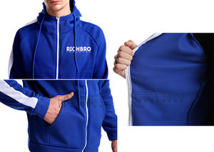 Chándal de algodón 100% para hombre con logotipo personalizado impreso, raya lateral, ligero, transpirable, para correr, ropa deportiva para correr - Product Image 3