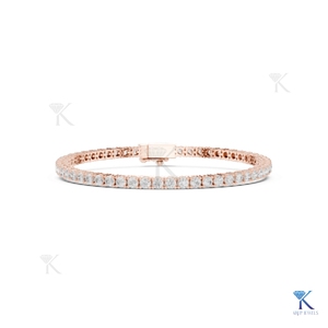 2.50 MM Lab Grown Diamond Round Brilliant Cut Filled E Color Classic Tennis Bracelet 14K <b>Solid</b> <b>Gold</b> Luxury Unisex Bridal Jewelry - Product Image 2