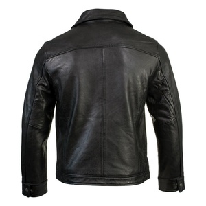 OEM Custom <b>Men's</b> Fashion Reversible Sheep Skin Leather Biker <b>Jacket</b> Stand Winter Breathable Fleece <b>Letter</b> Pattern Motorcycle - Product Image 3