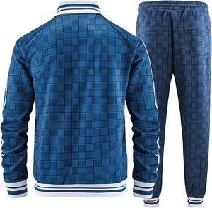 Men Tracksuits Full-zip Long Sleeve Plaid <b>Track</b> <b>Jackets</b> and Pants 2 Piece - Product Image 4