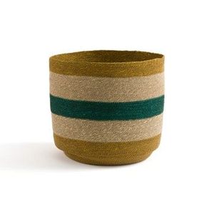 Cesta de Almacenamiento Portátil Hecha a Mano de Mimbre con Patrón de Rayas Marrones y Asas, Cesta para Ropa Sucia, Organizador - Product Image 6