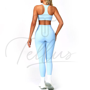 Conjunto de Yoga de 4 Piezas para Mujer, Transpirable, de Primera Calidad, Tejido de Punto, Estilo Casual, Logotipo Personalizado, Tops de Yoga para Mujer - Product Image 3
