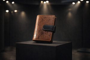 WRIZA Tan and Black Cow Leather <b>Card</b> <b>Holder</b> WI167 Premium Craftsmanship Durable Finish Practical Design Everyday Carry India - Product Image 6