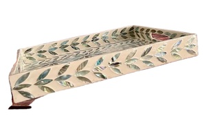 Mother of Pearl Inlay Tray Palawan Flower Lacquer <b>Coffee</b> Table Tray by blossom craft india - Product Image 5