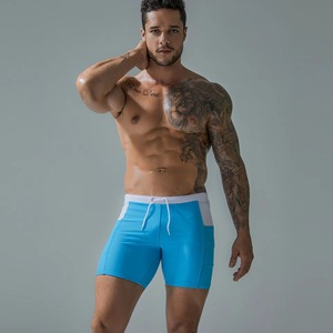 <b>Men</b> Solid Color Swim <b>Trunks</b> Quick Dry Drawstring Contrast Binding Regular Fit Shorts Spandex Polyester Knitted - Product Image 6