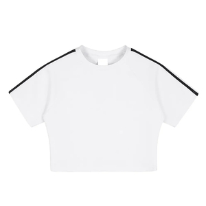 T-shirt court vintage américain slim fit pour femme, 260 GSM, tendance, color block, style Spicy Girl - Product Image 1