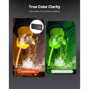 Maschera per Saldatura Auto-Oscurante 4.25'' X 2'' con Lente Grado 10, Sensore Doppio Arco a Colori Reali, Rivestimento Dorato, Compatibile con Doppio Sensore - Product Image 5