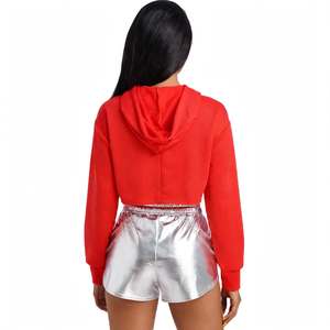 SPINE CRAFT Sweat à capuche court doublé sexy pour femme, pull court à manches longues en coton, style streetwear, haut décontracté chic pour l'hiver et l'automne - Product Image 6