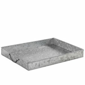 Juego de 2 bandejas ovaladas de metal galvanizado estilo rústico, platos decorativos de zinc con detalles y asas de cobre para decoración del hogar - Product Image 6