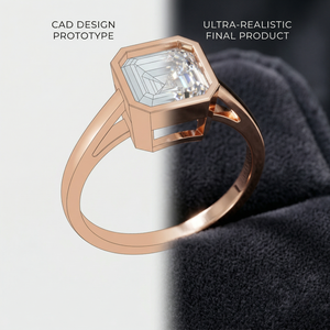 <b>Emerald</b> Cut Moissanite Solitaire Signet Engagement Wedding <b>Ring</b> Band Prong Setting Rhodium Plated 925 <b>Silver</b> Fine Jewelry - Product Image 4