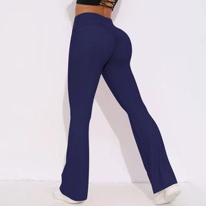 Leggings de yoga personalizados al por mayor para mujer, de poliéster y elastano, de corte acampanado, cintura alta, corte en V, efecto levantamiento de glúteos, secado rápido, transpirables, para gimnasio. - Product Image 6
