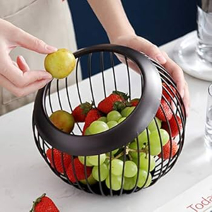 Premium Stainless Steel Mesh Fruit <b>Basket</b> <b>with</b> Protective Dome <b>Lid</b> Rust-Resistant Metal Storage Bowl For Kitchen Countertop - Product Image 5