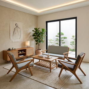 Commercial Luxury Teak Wood Modern Malmo <b>Mid</b>-<b>Century</b> Sofa Set Living Room Furniture Coffee <b>Table</b> Home Furniture Resort Spaces - Product Image 2