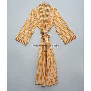 Bata de algodón puro con estampado indio, kimono de verano, pareo floral para playa, cómoda bata de maternidad, kimono de primavera, albornoz, regalo - Product Image 1