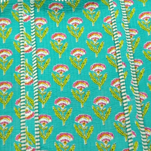 Bolsa de Mano de Algodón Acolchado Verde, Estampado Floral Hecho a Mano en Jaipur, Ecológica, Resistente, para Compras Diarias, Regalos, Lavable a Máquina - Product Image 4