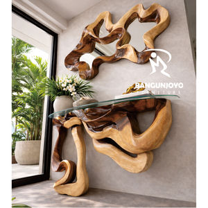 Console de salon moderne sur mesure avec miroir, collection haut de gamme SUAR, en bois massif de chêne, extensible, application pour canapé BANGUN JOYO - Product Image 4