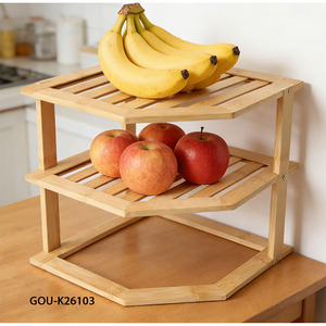 Estante de Almacenamiento de Cocina Moderno de Bambú de un Solo Nivel - Product Image 2