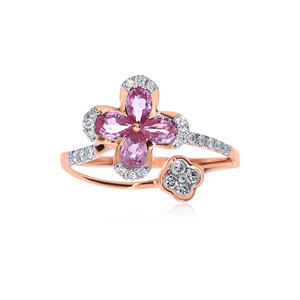 Bague Diamant Celestial Bloom : Bande en Or Jaune en forme de Boucle Infinie, Diamants Pavé au Centre 0,70 ct, Total 1,00 ct - Product Image 3