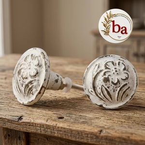 Pomo Moderno de Cerámica Blanca para Muebles, Tirador Floral para Cajones de Dormitorio y Uso en Hoteles, Ecológico - Product Image 1