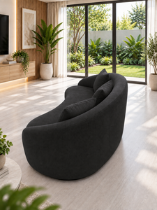 Canapé Courbé Cello Noir par Emerald Sofa, Canapé Rond Moderne et Contemporain pour Salon, Studio, Fabrication Personnalisée de Tissus - Product Image 5