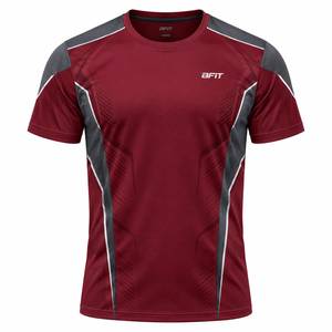 Camiseta Deportiva Bfit para Hombre, de Manga Corta, Secado Rápido, con Bloques de Color Azul y Amarillo, Cuello Redondo, Tejido de Poliéster, Corte Regular - Product Image 4