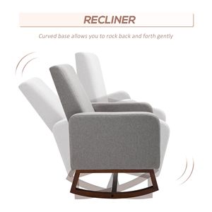 Poltrona a dondolo Accent Lounge con base in legno massello, in lino grigio, girevole, poltrona singola per balcone, stile relax - Product Image 5