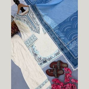 Elegante Conjunto de Traje Palazzo Farshi de Satén y Rayón con Bordado, Estampado Digital, Dupatta, para Bodas y Fiestas, de Royal Export, de Secado Rápido - Product Image 2