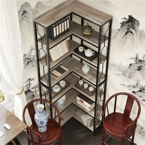 Scaffale Espositivo Indipendente Verticale da Parete e Mensola Angolare in Legno per Libri - Product Image 3