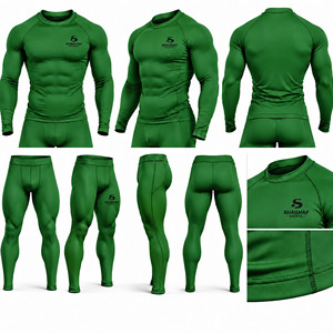 Custom <b>Men</b>’s Compression Shirt & <b>Pants</b> Set | Long Sleeve Compression <b>Base</b> <b>Layer</b> | Athletic Gym Training Sportswear Set - Product Image 5