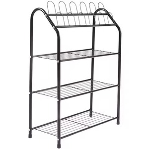 Étagère à chaussures en métal noir à 3 niveaux pour le salon, le hall d'entrée, rangement, base stable, étagère à chaussures, étagère à chaussures pour chaussures - Product Image 2