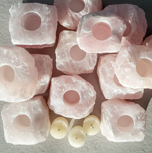 Support de bougie en pierre naturelle sculptée à la main en quartz rose, agate et pierres précieuses, pour la lithothérapie, vente en gros - Product Image 2