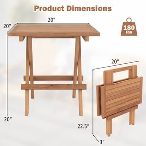 Tavolo da Patio Quadrato Portatile con Piano a Doghe in Legno di Teak Indonesiano, Design Pieghevole per Picnic e Arredamento da Esterno - Product Image 5
