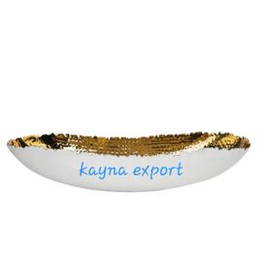 Plato ovalado plateado decorativo de Metal, artesanía con Rama de Metal dorado, acabado esmaltado - Product Image 2