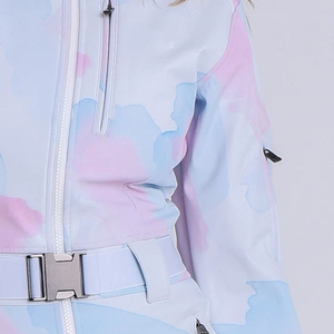 Traje de esquí y snowboard unisex impermeable con estampado tie-dye pastel, cierre de cremallera, traje de snowboard de softshell para adultos - Product Image 6