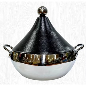 Cacerola Redonda de Acero Inoxidable con Tapa Cónica y Asas de Latón, Calentador de Alimentos Duradero para Cocina de Gas e Inducción - Product Image 3