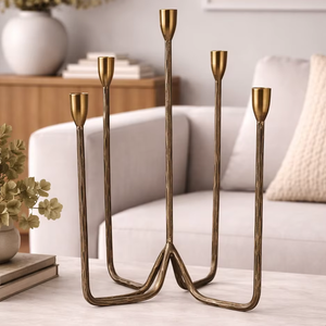 <b>Hammered</b> Metal Candle <b>Holder</b> Set – Decorative Iron candle Stand for Home Decor <b>Hammered</b> Taper <b>holder</b> Candle Pillar Brass Candle - Product Image 1
