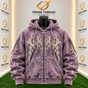 OEM Men's Acid Washed Zip Up Hoodie <b>Oversized</b> Streetwear Zipper Hoodie Custom Embroidery <b>Vintage</b> Washed Hooded <b>Sweatshirt</b> - Product Image 5