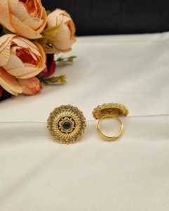 Wholesale Delicate Indian Traditional Round Gold Plated <b>Ring</b> <b>Adjustable</b> Ethnic Flower Design Finger <b>Rings</b> for Women Bulk Jewelry - Product Image 5