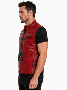 Chaleco de cuero premium para hombre con forro interior suave, costuras resistentes, forma clásica y bolsillos prácticos para montar a caballo, actividades al aire libre y uso casual. - Product Image 6