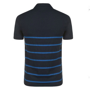 Men's Knitted Striped <b>Polo</b> <b>Shirt</b> Short Sleeve Casual <b>Blue</b> <b>Navy</b> Contrast Design - Product Image 2