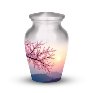 Urna Funeraria de Metal con Diseño de Flor de Cerezo para Cenizas de Adultos, Recuerdo Conmemorativo, Diseño Personalizado con Bolsa de Terciopelo - Product Image 6