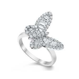 Diamond Butterfly Statement <b>Rings</b> 14k 18k Solid <b>Gold</b> Luxury Round Baguette Cut Lab Grown Pave Set Modern Delicate <b>Cocktail</b> Bands - Product Image 3