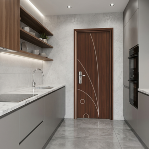 Puerta Plegable Abatible de Diseño Posmoderno, de Madera Compuesta, Resistente al Fuego y al Agua, Estilo Abierto, para Hotel, Cocina, Dormitorio - Product Image 2