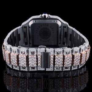 Montre de luxe en moissanite, boîtier carré 28 mm, analogique, chiffres romains, verre saphir, mouvement à quartz ETA, résistance à l'eau 10 m - Product Image 2